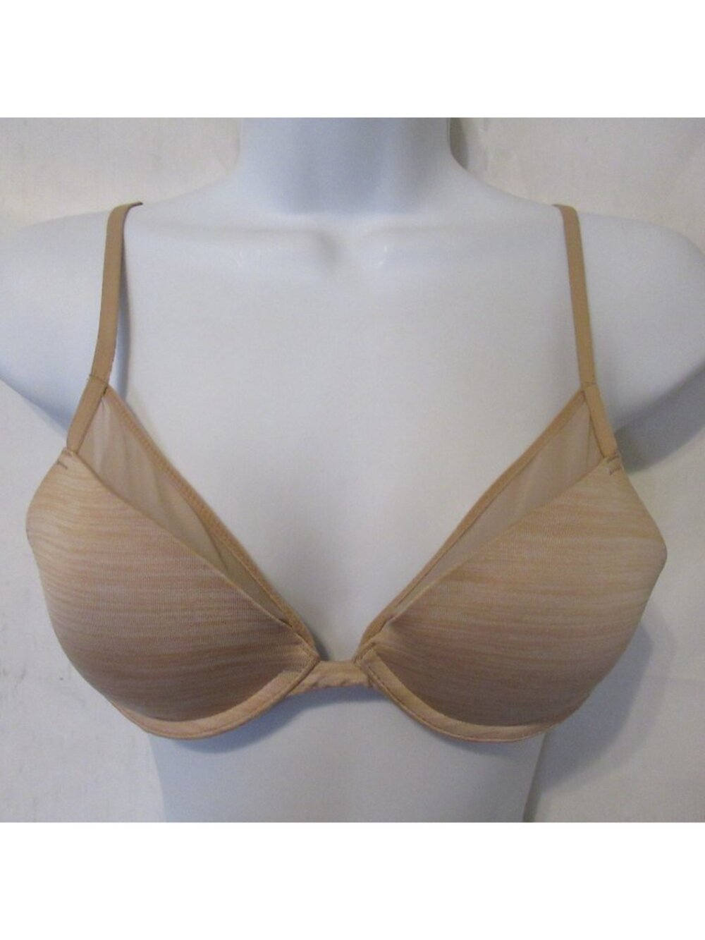 Victorias Secret Bra 32A Beige Tan Perfect Plunge Padded Underwire Back Closure